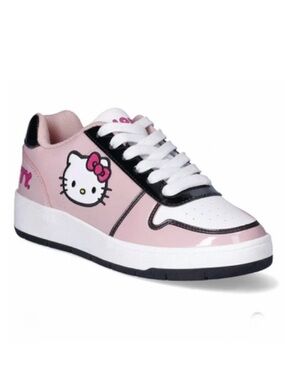 Hello Kitty Women’s Pink, White, And Black Casual Court Sneakers Size 9